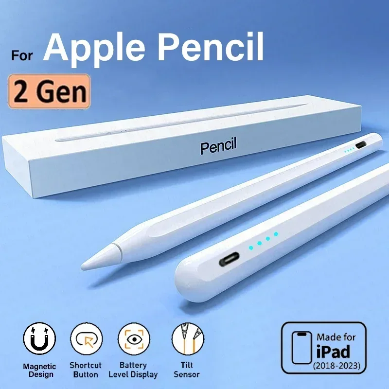 

For iPad Pencil Wireless Charging Stylus for Apple Pencil 2 Palm Rejection Tilt Bluetooth Pen for iPad 2018-2023 Accessoriess