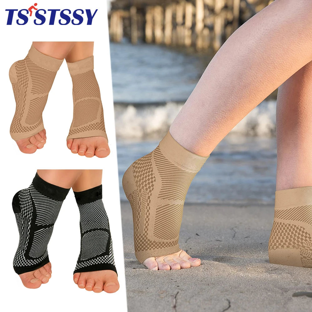 1Pair Ankle Brace Compression Sleeve Plantar Fasciitis Sock for Achilles Tendonitis,Joint Pain,Heel Spur Pain, Ankle Swelling