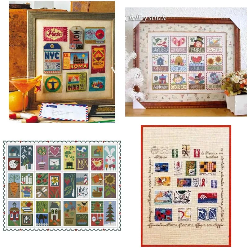 Cross Stitch Set Counted  Cross Stitch Kit  28ct 11ct 14ct 32ct Metallic aida  Commemorative Stamp Collection 4