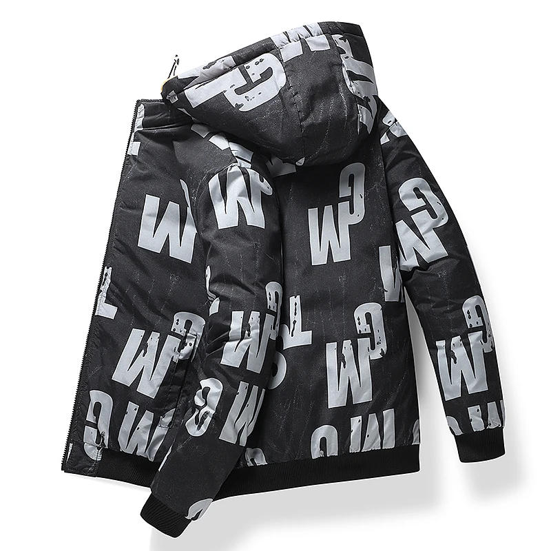 Chaqueta corta de algodón a la moda para hombre, chaqueta cálida estampada de doble cara, cómoda y versátil, de alta calidad, novedad de invierno