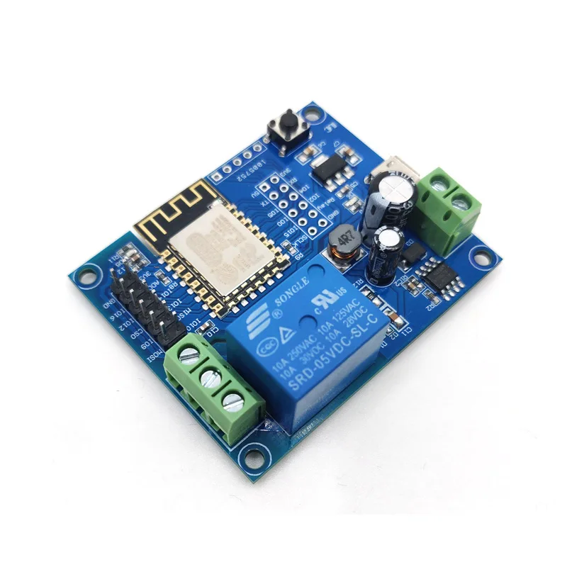 ESP8266 WiFi Single-Channel Relay Module, 8-80V DC or 5V USB Power, 4MB Flash, UART GPIO, Arduino Development Board