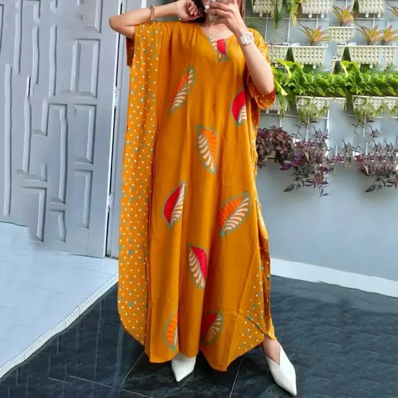 Kobiety Jesień Elegancka Okrągła Szyja Maxi Sukienka Casual Luźny Kwiatowy Nadruk Długi Rękaw Boho Wakacyjne Plażowe Sukienki Wieczorowe Jesienne Szaty