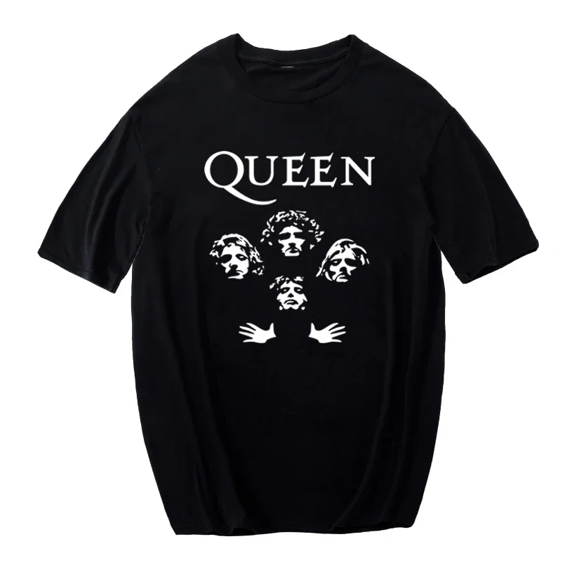 Men Shirts Casual Oversized T Shirt Male Short Sleeve Sumer Fashion Harajuku Hip Hop Tops Rock Queen Printing T-Shirt