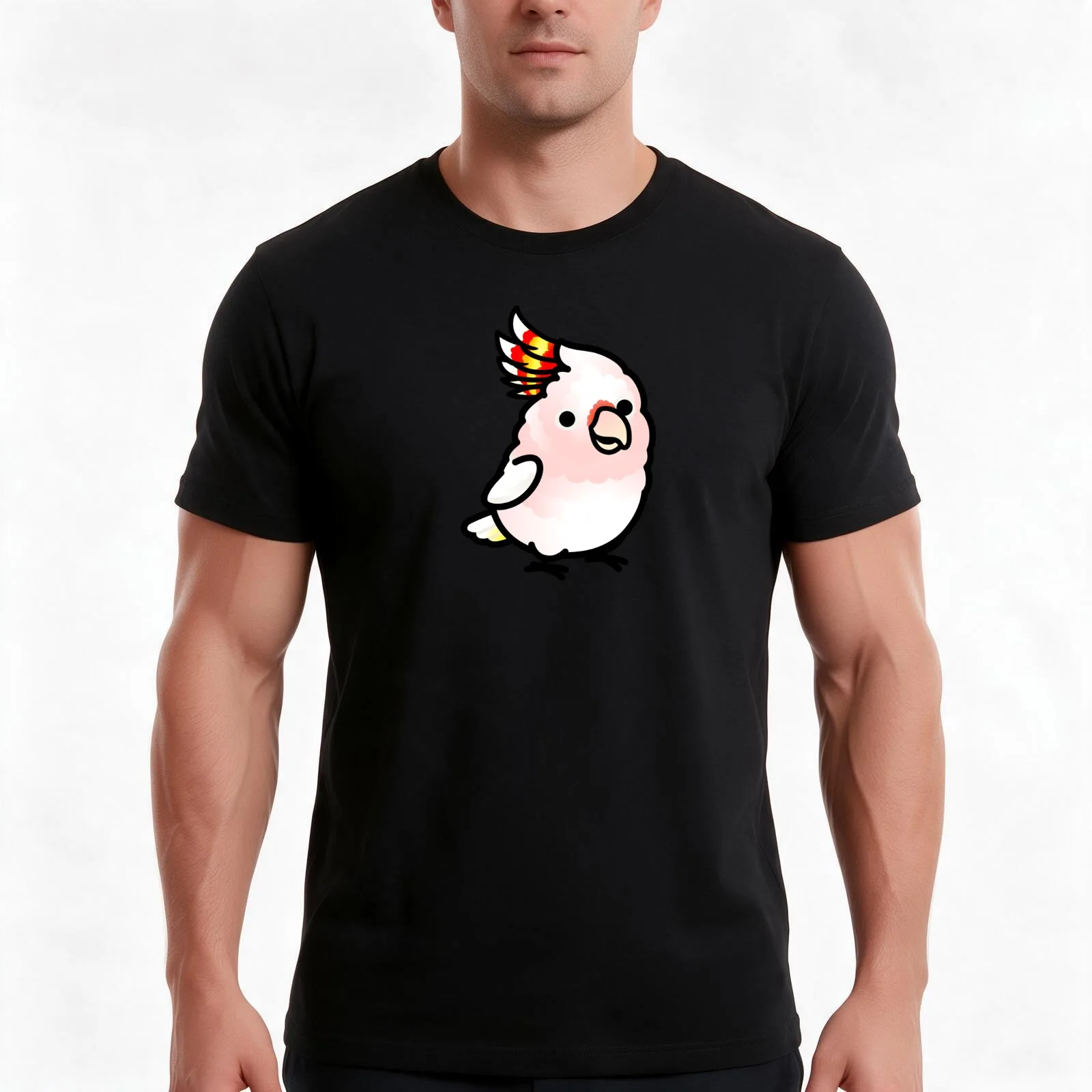 Chubby Major Mitchell's Cockatoo T-Shirt, Summer Casual Cotton Tee, Oversized Streetwear Tops, Vintage Graphic Print