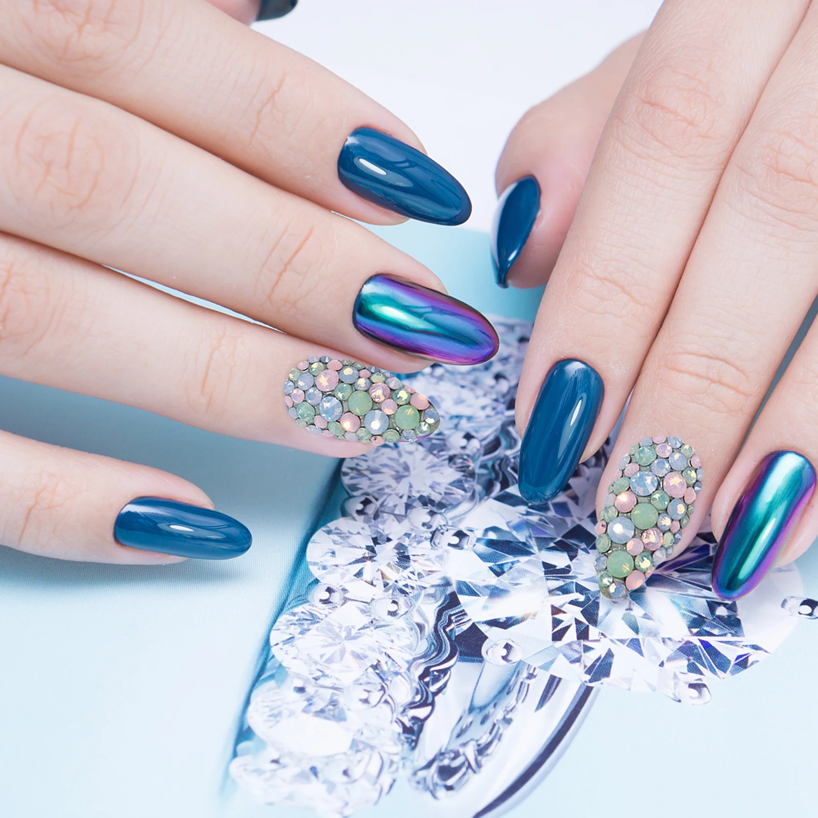 

6PCS Flatback Rhinestone Charms Waterfall Art Decorations Manicure Accessories Nail Stickers for Phone Resin Crafts Nail