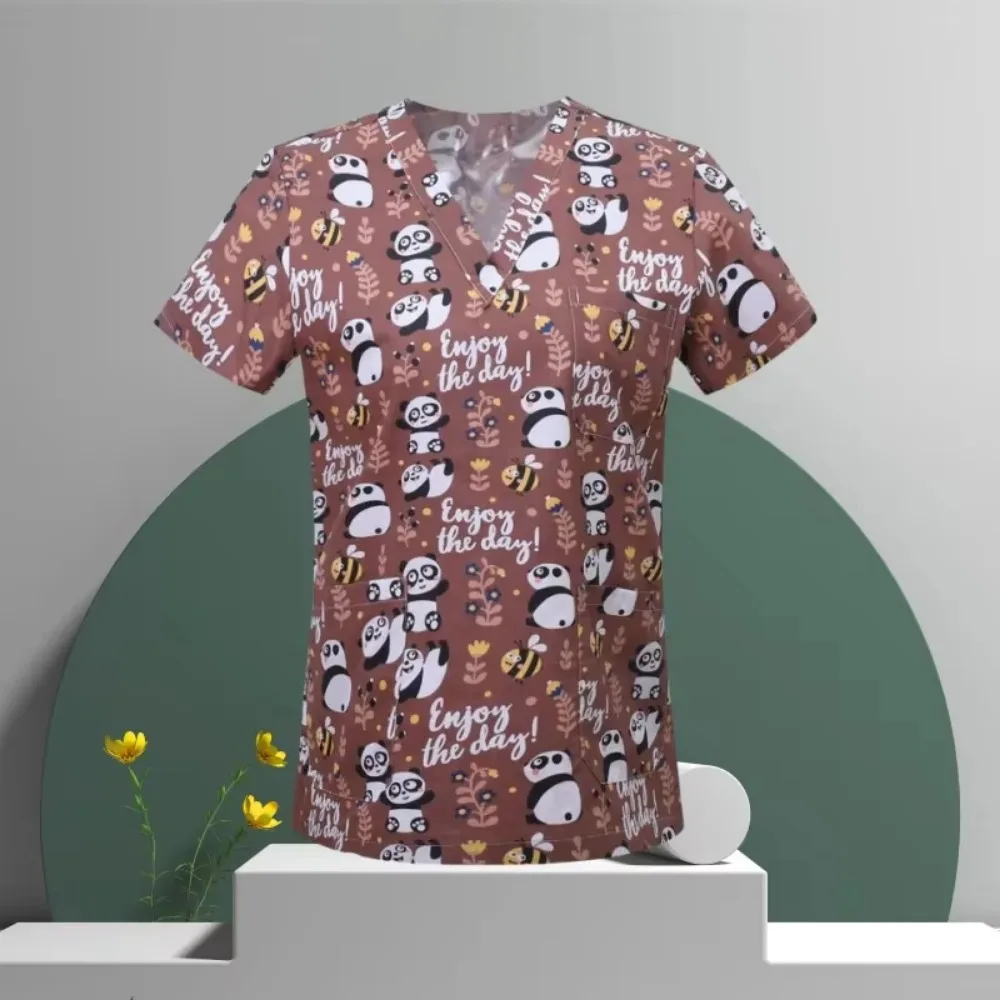 ملابس التمريض النسائية عالية الجودة طباعة الملحقات الأطباء الزي الطبي مستشفى ممرضة صالون تجميل الدعك أعلى النساء