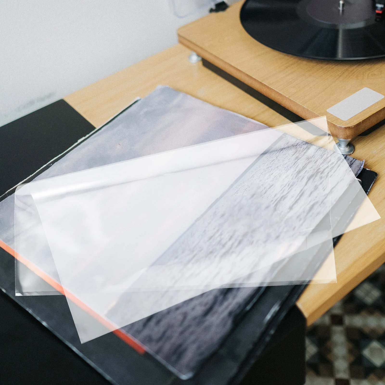 Juste de protection en plastique pour disque vinyle, housses extérieures adhésives pour album, 30 pièces
