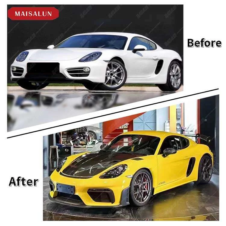 GT 4 Conversion Kit for   981 Carbon Auto Parts Car Bumpers Side Skirts Fender Exhaust Tips Spoiler Rear Diffuser