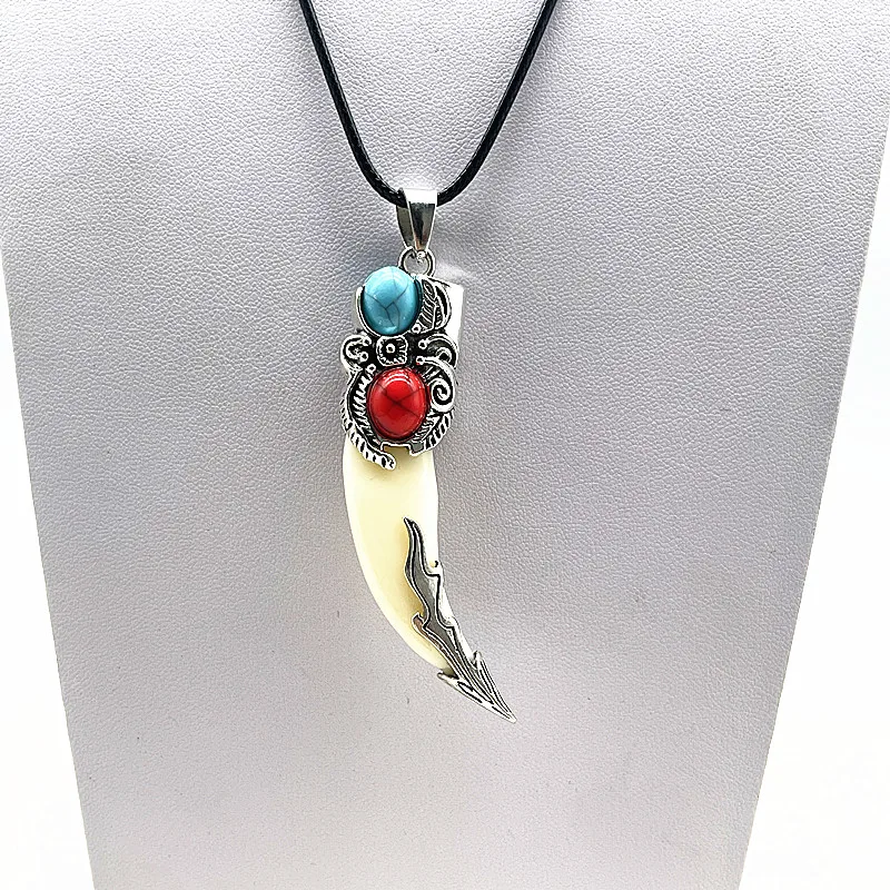 New Fashion Texture Brave Men's Pendant Necklace Vintage Bronze Wolf Tooth Alloy Pendant Necklace Fashion Choker Jewelry