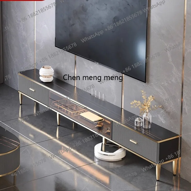 

Light luxury rock slab TV cabinet coffee table combination Italian living room modern simple floor cabinet