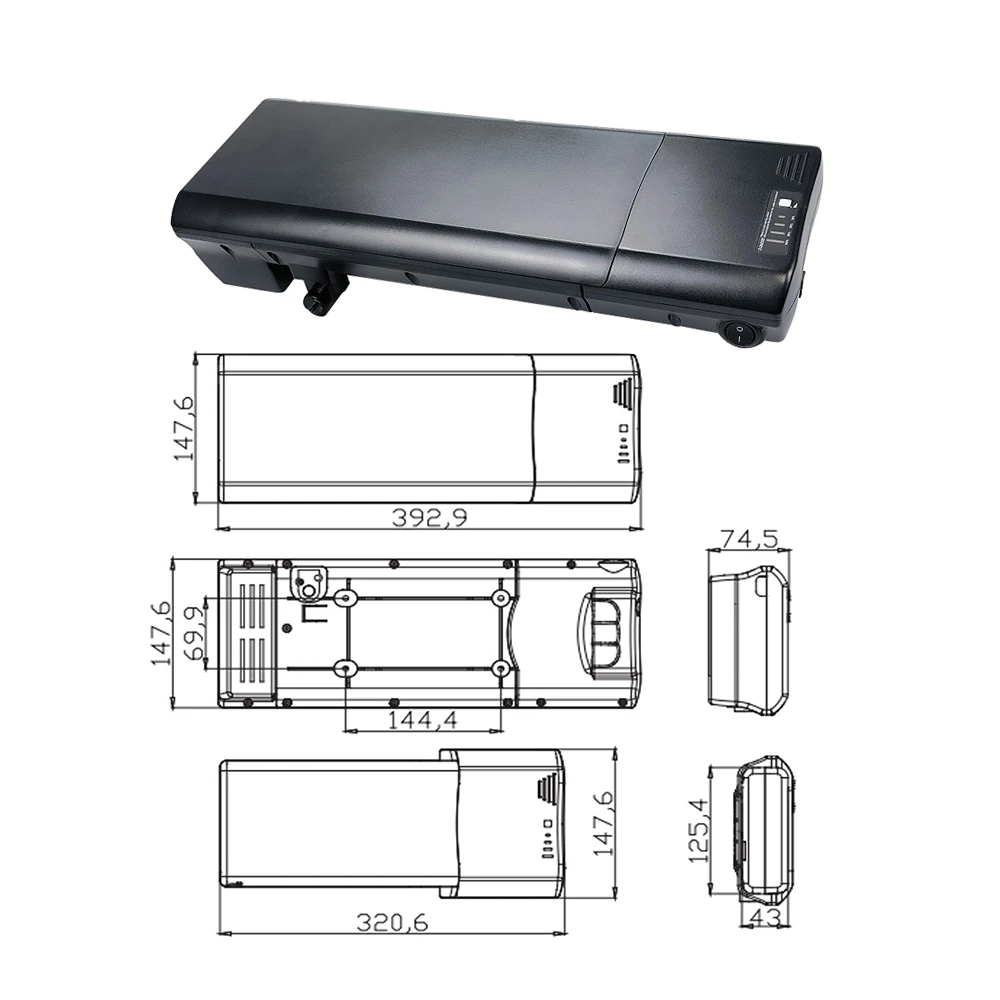 36V 10.4Ah 12ah 14ah Rear rack Ebike Battery 48V 10.5ah for O2Feel Move CRS 100 City Electric Bike Mountain Bike Battery Pack