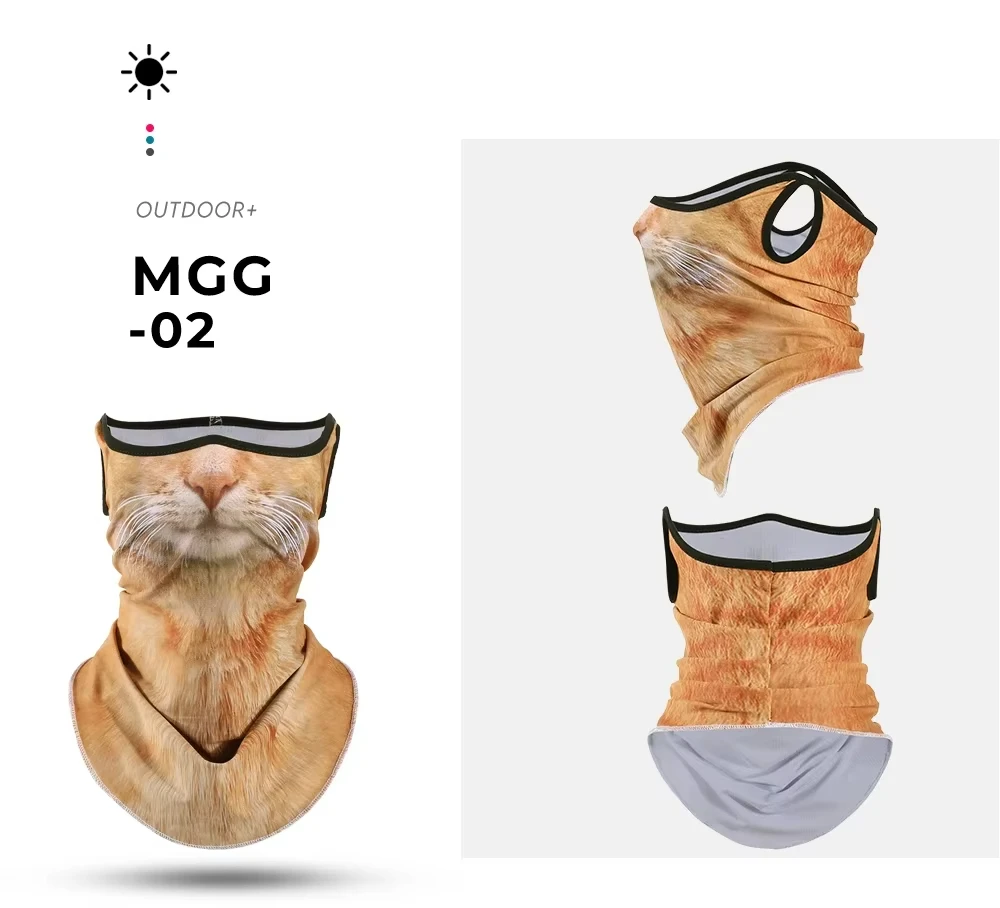 Riding Sunscreen Mask 3D Cat Funny Veil Animal Face Towel Hanging Ear Integrated Protection Against UV Mask Neck Motorcycle Mask