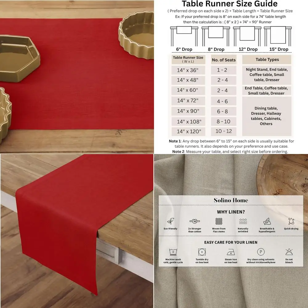 

100% Pure Linen Table Runner 14x156 Inches | Extra Long for Christmas, Fall, Autumn Celebrations