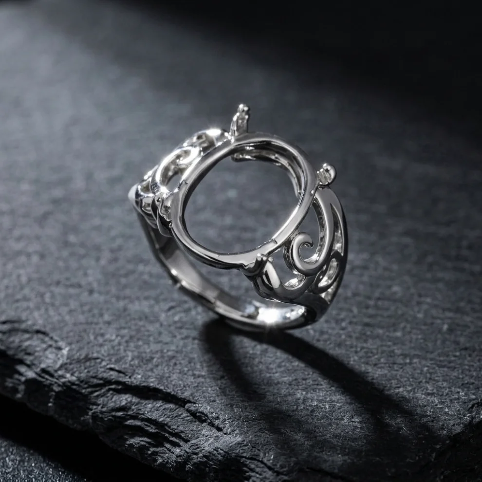 Adjustable Semi Mounting Ring Settings Brass Filigree Prong Claw 13x10mm Oval Cabochons Base Blank For Diy Rings Jewelry Making