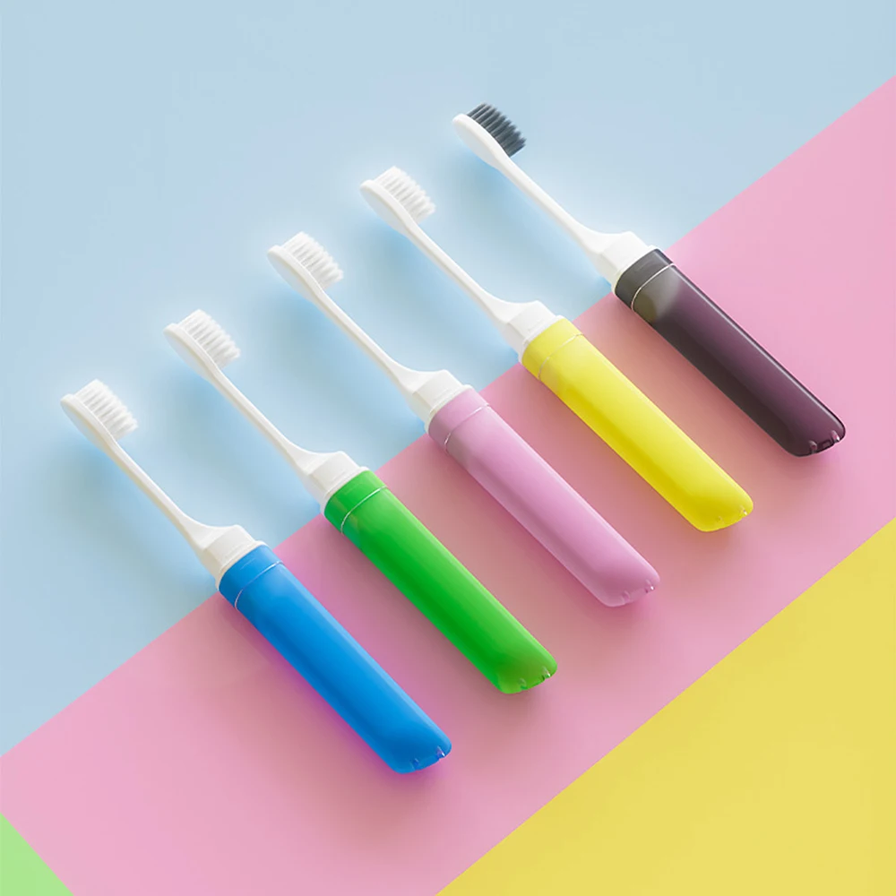 5pcs Portable Toothbrush For Travel Mini Tooth Brush Detachable Outdoor Camping Journey Save Space Adult Colorful Toothbrushes
