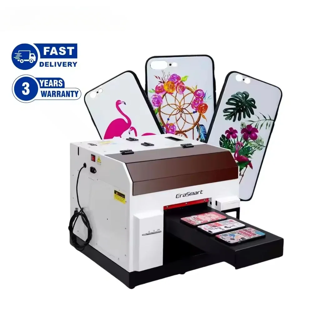 

Erasmart A4 a 3 Size Digital Automatic Plastic Cup Glass UV Printer Certified ID Card Pen Book Keychain UV Printer