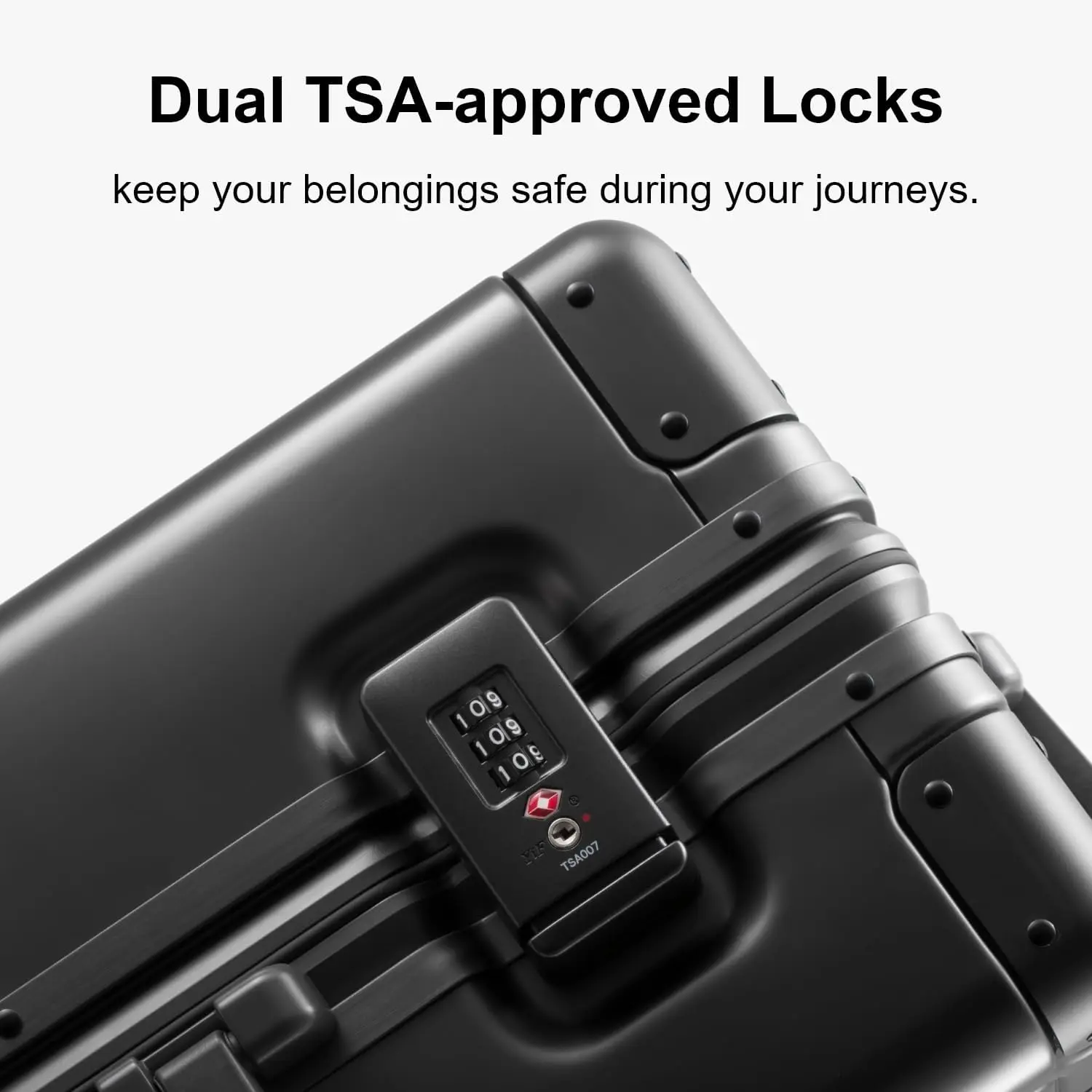 Saco de bagagem Madrid-alumínio, 20 polegadas, com rodas e bloqueio tsa, 8 rodas giratórias, cor cinza escuro