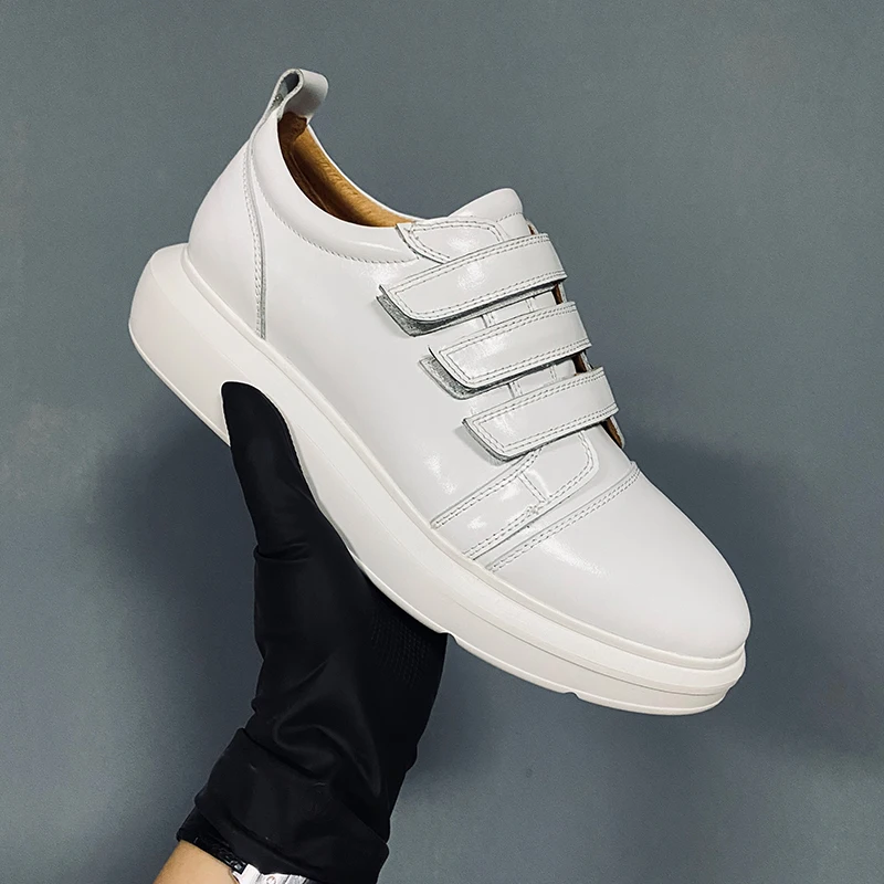 

Новый дизайн, модная повседневная обувь на платформе, мужская обувь из натуральной кожи на толстой подошве, удобная уличная спортивная обувь для пешего туризма, мужская обувь на плоской подошве