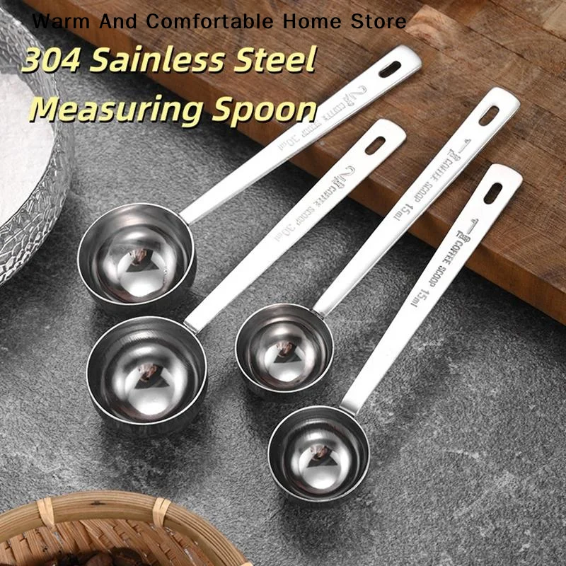【W】Fashion High Quality Durable Coffee Scoop Powder Spoon Thicken Stainless Steel Tablespoon Measuring Spoon 15/30ML New