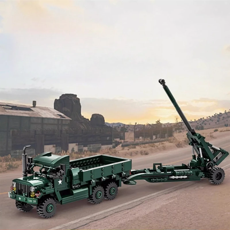 

SEMBO Truck M198 Type Howitzer Building Blocks Children's Educational Hand-assembled Trendy Toys Desktop Ornaments Model Gifts