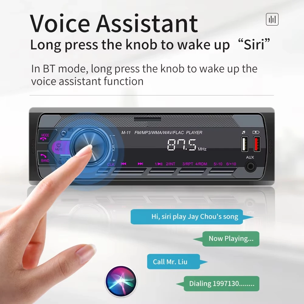 Podofo راديو صوت السيارة 1 Din MP3 ستيريو السيارة بلوتوث FM AUX في USB أزرار ملونة APP التحكم عن بعد سيارة مشغل وسائط متعددة