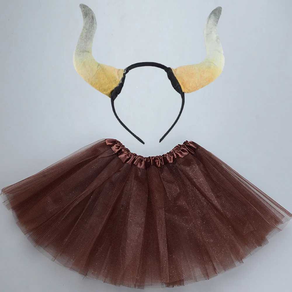 Kids Girl Devil Demon  Headband Tutu Skirt Bow Tail Set Party Toy  Gift Props     Birthday Halloween Costume Cosplay