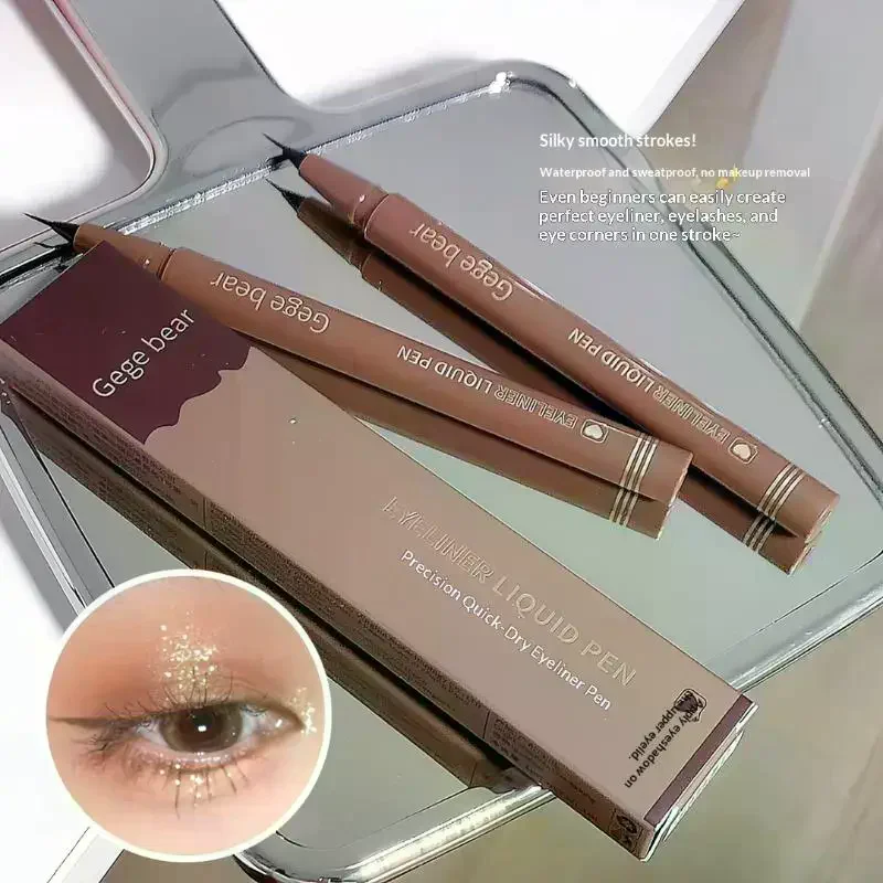 Gege Bear Flüssiger Eyeliner-Stift, wasserfest, langlebig, liegender Seidenraupen-Eyeliner-Stift, wischfest, schnell und glatt trocknend, Augen-Make-up