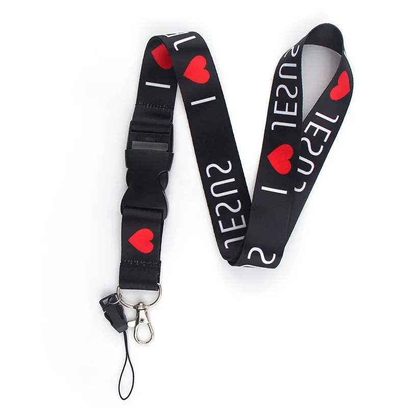 I love jesus Cartoon Neck Strap Lanyard for Keys ID Card Badge Holder Mobile Phone Straps Rope Keychain Webbing Ribbon