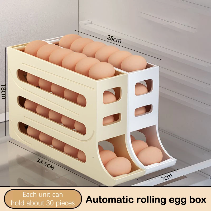 

Refrigerator Egg Storage Box Kitchen Four-Layer Dedicated Egg Carton Rolling Organizer