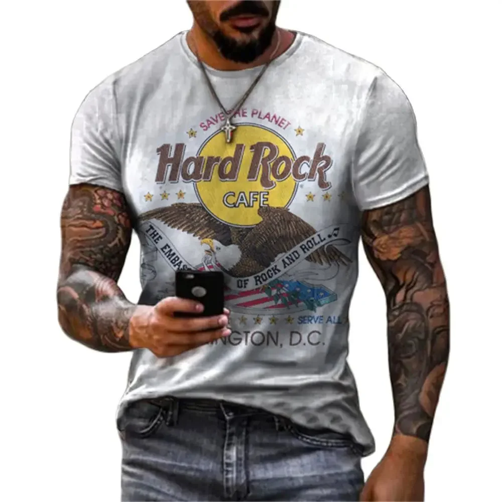 Men\'s T Shirt Fashion Locomotive Harajuku Vintage Clothes Casual O-neck Summer Short Sleeve Top Outdoor Sports Oversized T-shirt