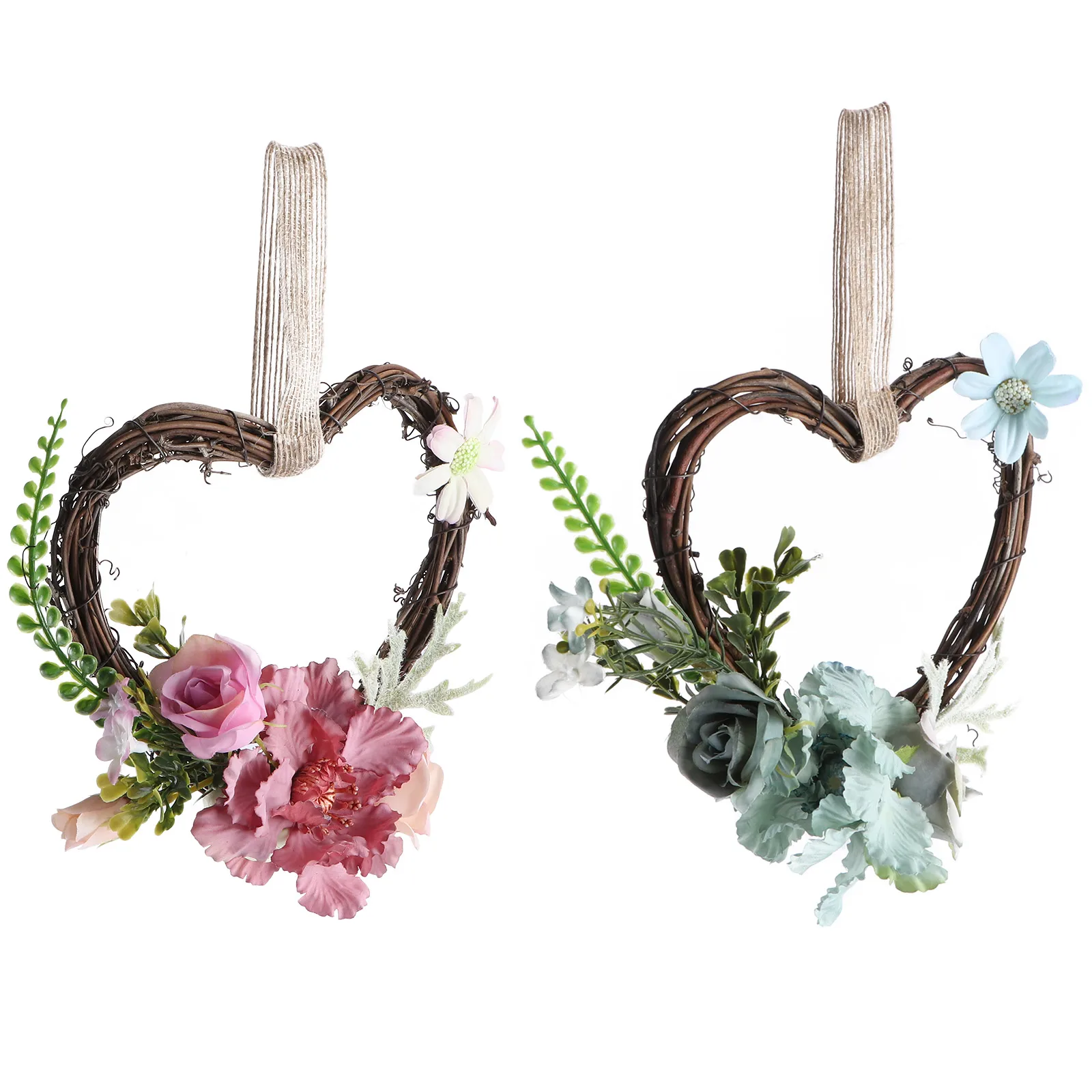 

Artificial Flower Garland Heart Shaped Wreath Elegant Never Withered Wedding Decoration Door Hangings Car Ornaments Chair Back