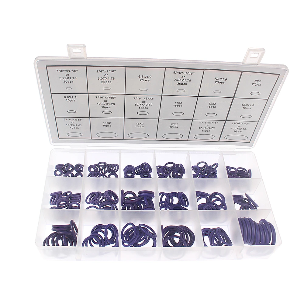 

270Pcs Purple O-Ring Kit - Automotive Air Conditioning Seal Repair Set - Nitrile Rubber Rings for Gaskets and Sealing