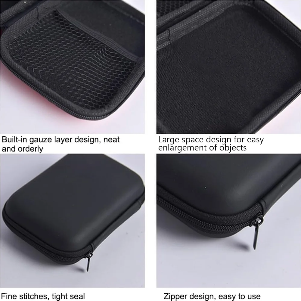 Portable Waterproof Zipper Earphone Case Headset Data Cable Holder Anti-Pressure Headphone Storage Bag Letter Pattern Series