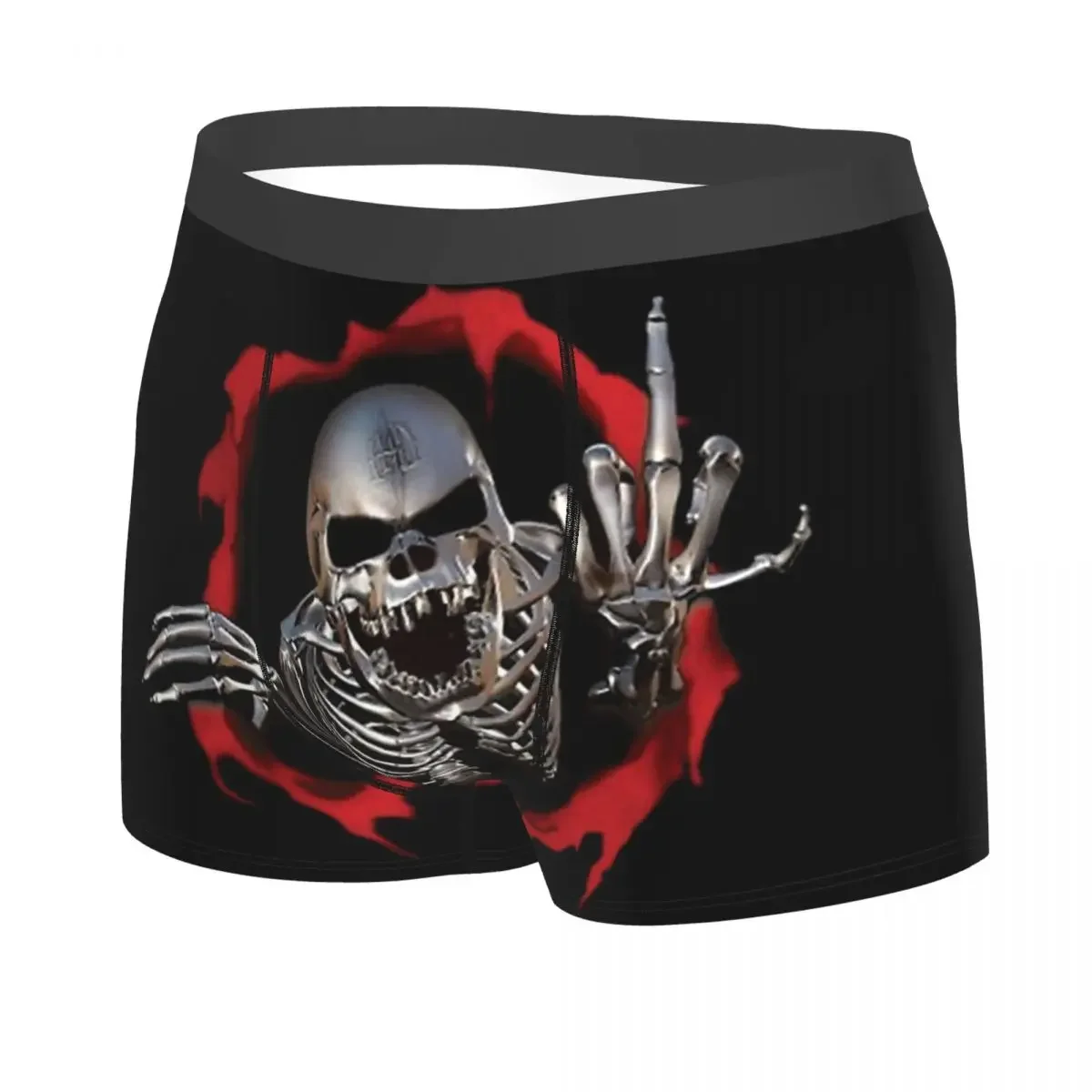 Giving The Finger Man's Boxer Briefs Underpants Skeleton Skull Bone Highly Breathable High Quality Gift Idea