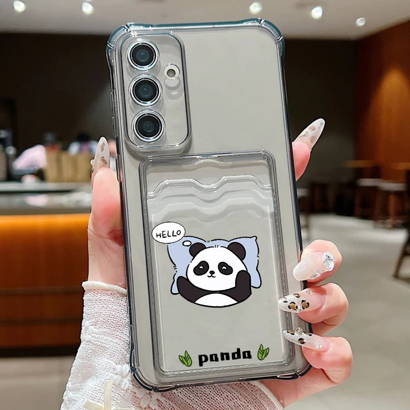 Niedliche Panda-Kartenhülle für Samsung Galaxy S26 S23 Ultra S25 Edge S24 FE A57 A37 A17 A56 A36 A54 A15 A55 A16 Handyhülle – Detail 12