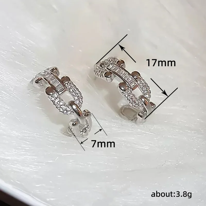 Huitan Chain Linked Design Hoop Earrings for Women Silver Color/Gold Color Fashion Versatile Earrings Modern 2023 Jewelry
