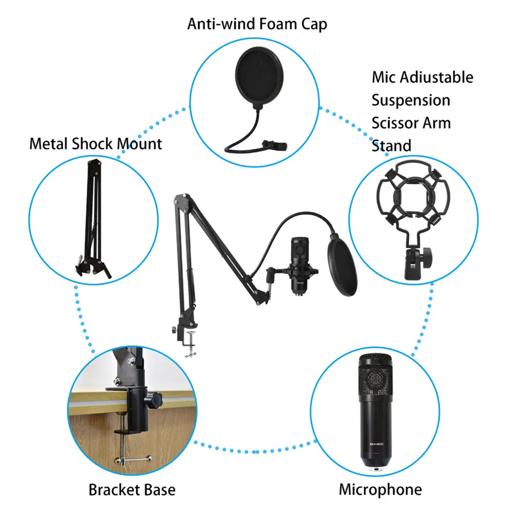 BM800 المهنية الصوت V9 كارت الصوت مجموعة BM800 ميكروفون استوديو مكثف ميكروفون ل كاريوكي بودكاست تسجيل البث المباشر