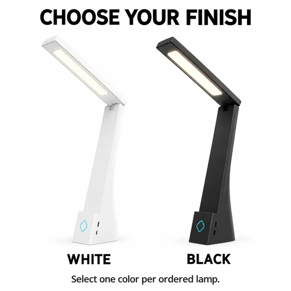 LED Reading Desk Lamp Foldable USB Powered Rechargeable 1200mAh Touch Control 3 Light Tones for Writing and Studying Table Light