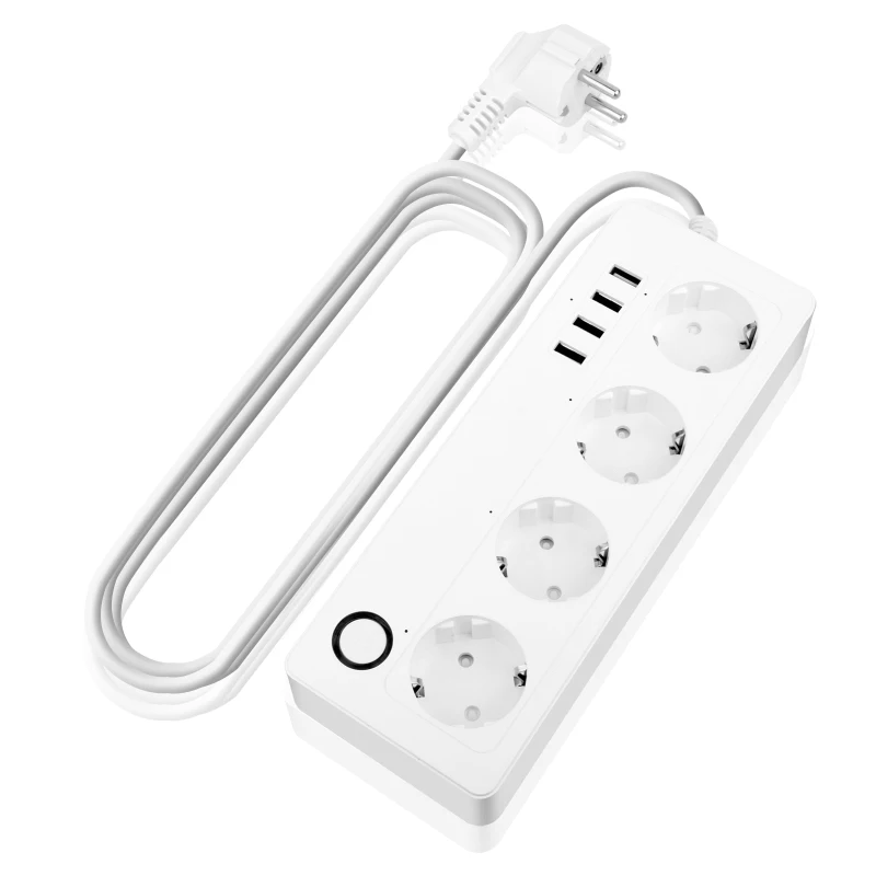 Tuya Wifi Smart Power Strip Plug 4 EU Socket Outlets With 4 USB Port Timing Voice Control Works With Alexa Assistant