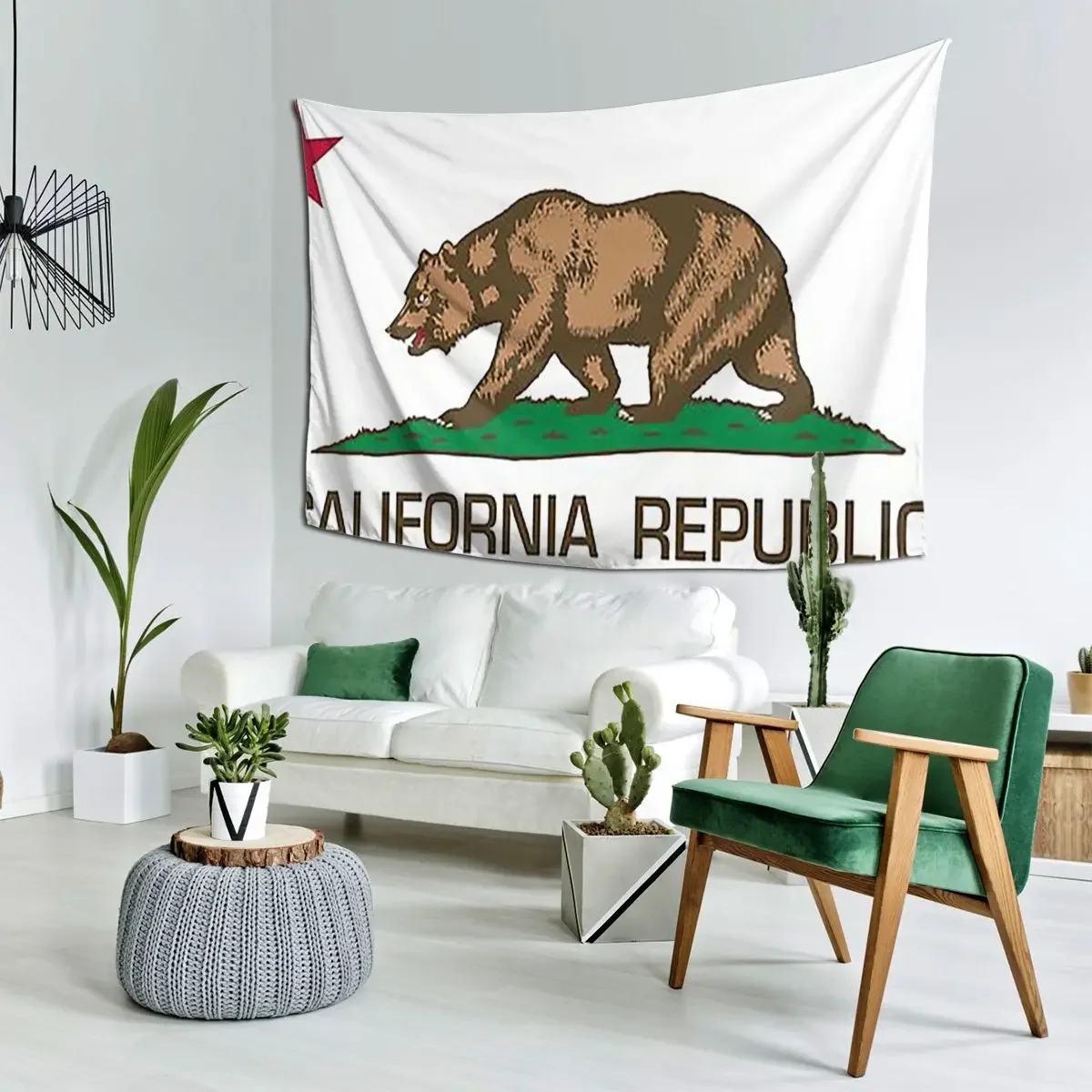 California Republic State Flag Tapestry Art Wall Hanging Aesthetic Home Decor Tapestries for Living Room Bedroom Dorm Room