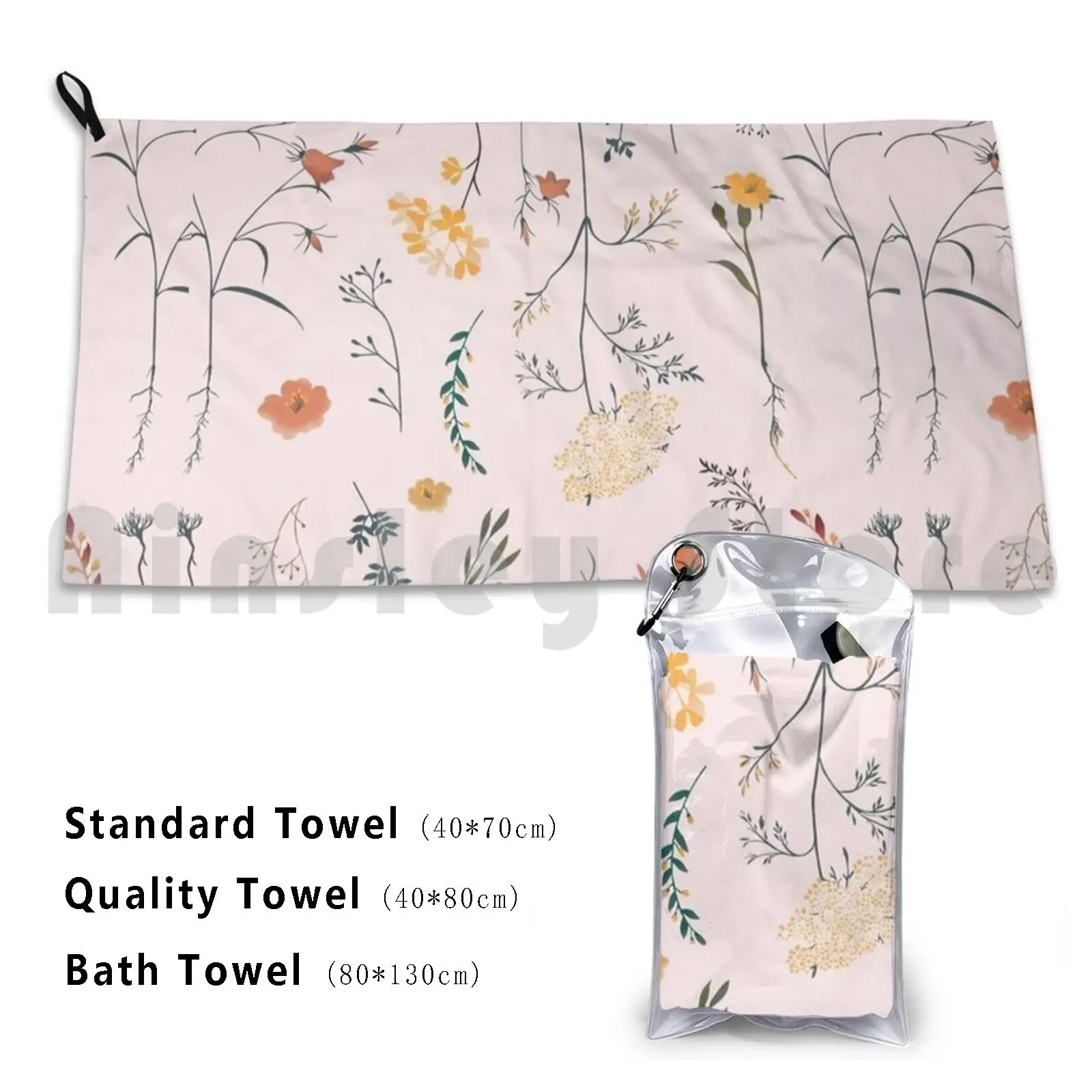 Flowers Bath Towel Beach Cushion Pattern Cute Flower Summer Nature Green Yellow Blue Floral Flowers Pink White