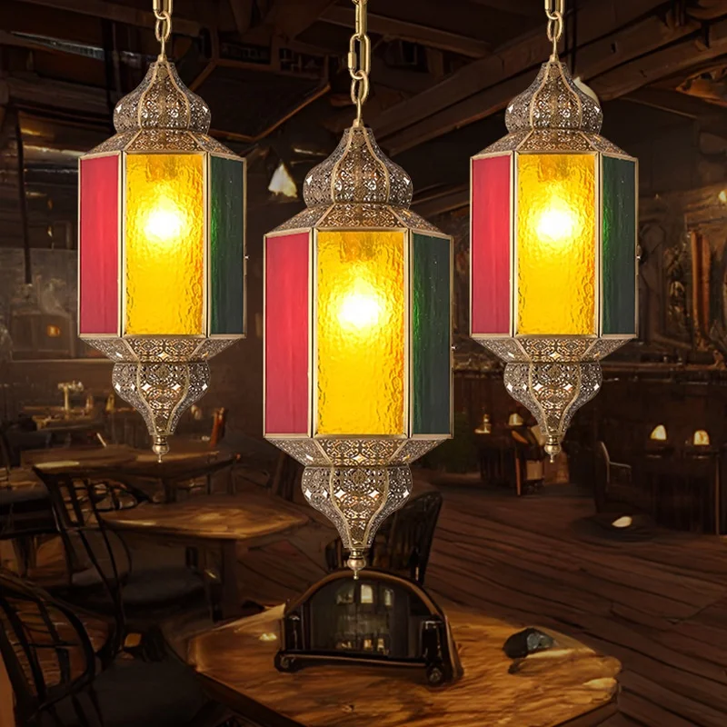 LED Stained Glass Brass Chandelier, Chandelier Chandelier, Exotic Feature Lighting, Decorative Lamps, Retro Style Copper Lamp