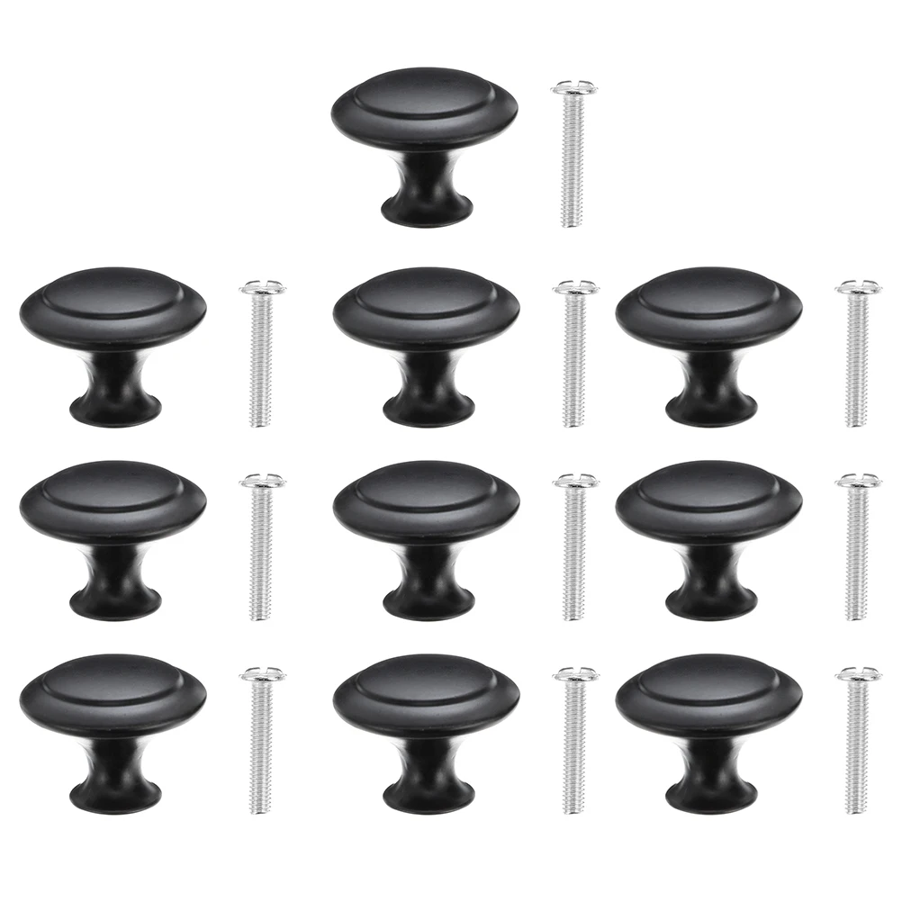 

Black Cabinet Door Drawer Knob Knob Mushroom Head Drawer Pull Cupboard Hardware Screws for Kitchen Bedroom Furniture