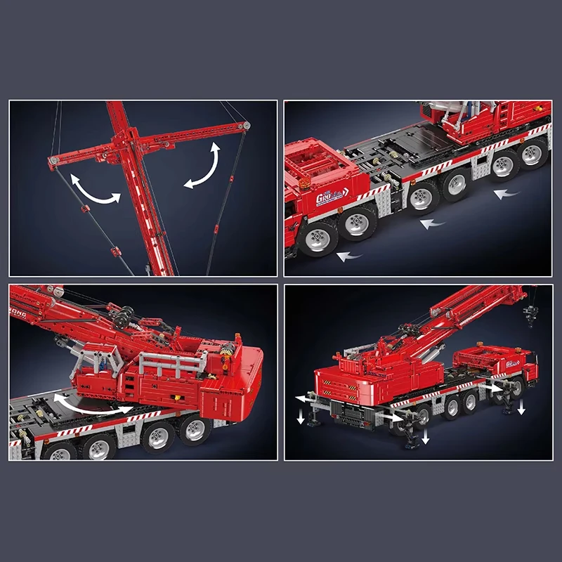 Novo 4566 pçs controle remoto técnico grove gmk guindaste bloco de construção montagem caminhão vermelho modelo tijolos brinquedos para crianças presentes 17065