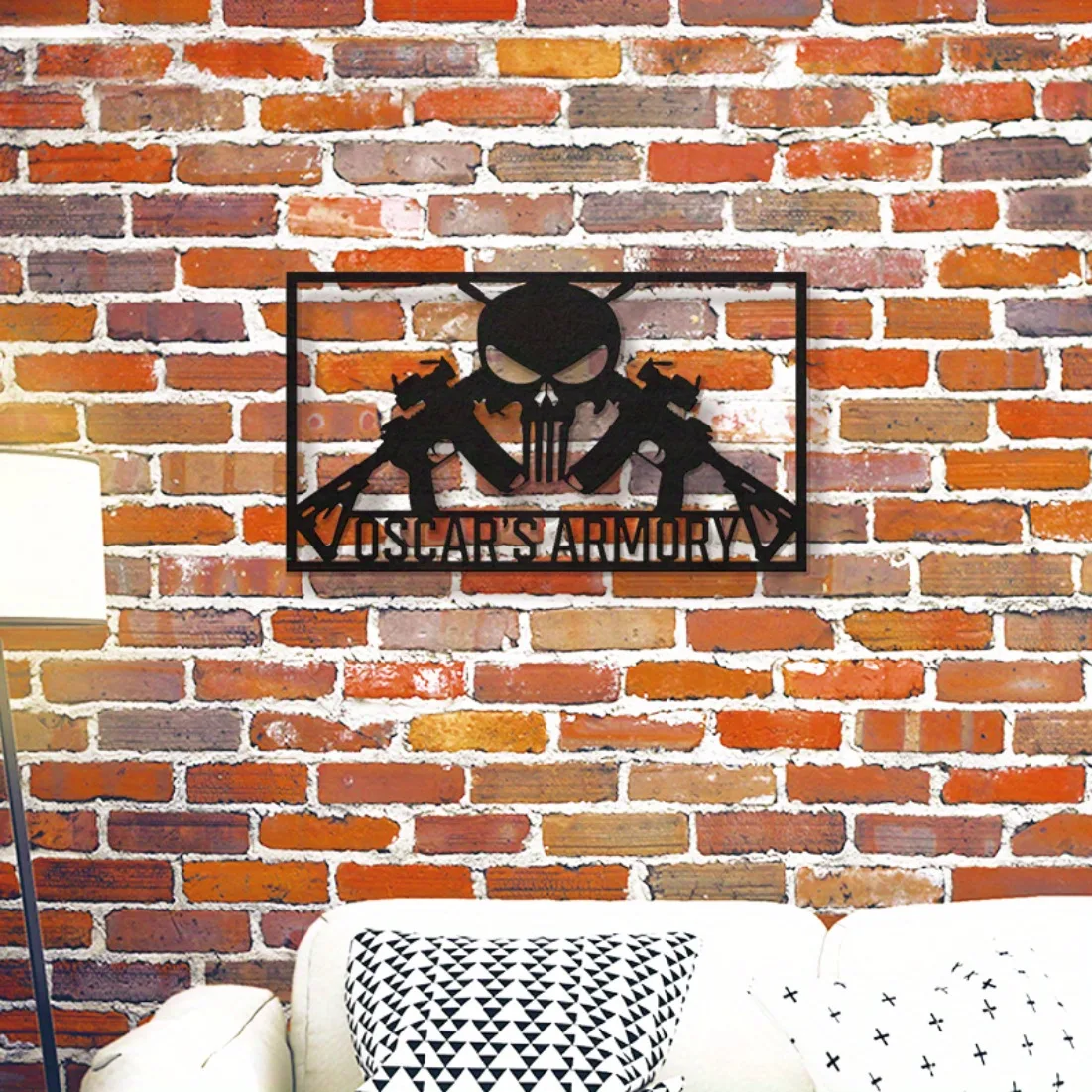 Personalized Armory Metal Sign - Custom AR15 & Punisher Design Wall Art | Military & Patriotic Decor Essential for Mancaves.