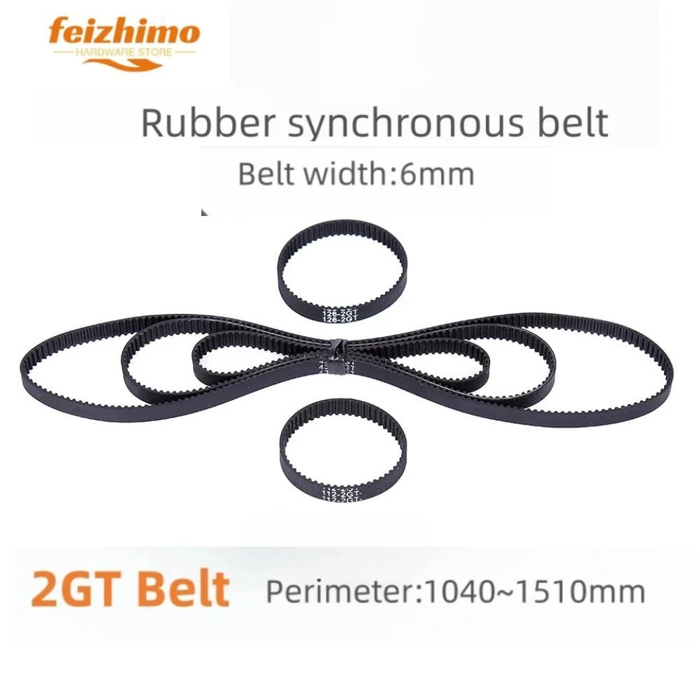 

2GT GT2 Width 6mm Black Rubber Belt Synchronous Belt Circular Belt Circumference 1040-1510mm 3D Printer Accessories Suitable For