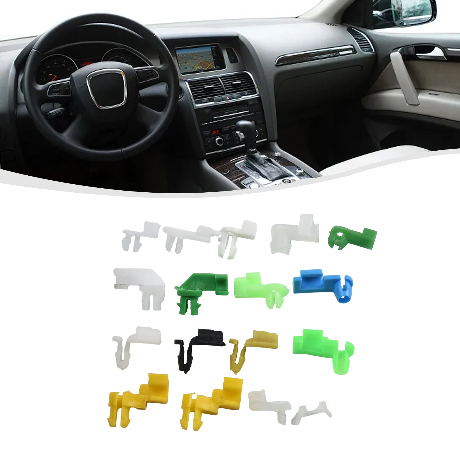 

160PCS Mixed Universal Door Lock Rod Clip Side Fasteners Car Wire Clips With Box Auto Parts Type Plastic Door Lock Rod Clips