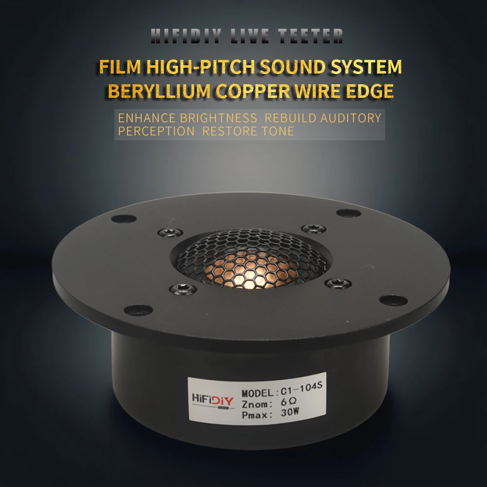 

HIFIDIY LIVE hifi 4 inch Tweeter Speaker Unit Beryllium copper film 6 OHM 30W Aluminum panel Treble Loudspeaker C1-104S