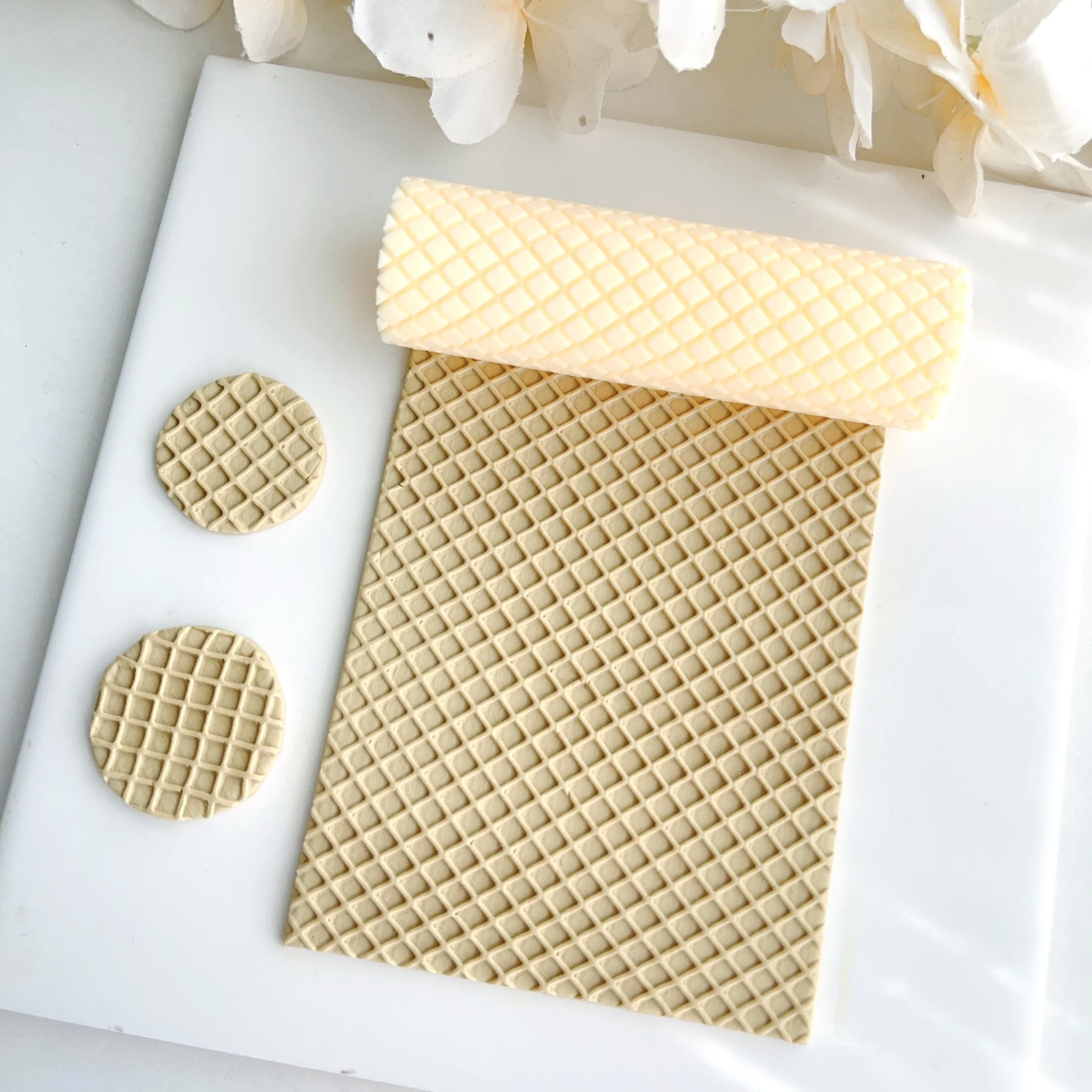 Ice Cream Biscuit Pattern| Polymer Clay Seamless Texture Roller  Soft Pottery Earring Polymer Clay Cutter Roller Texture Polymer