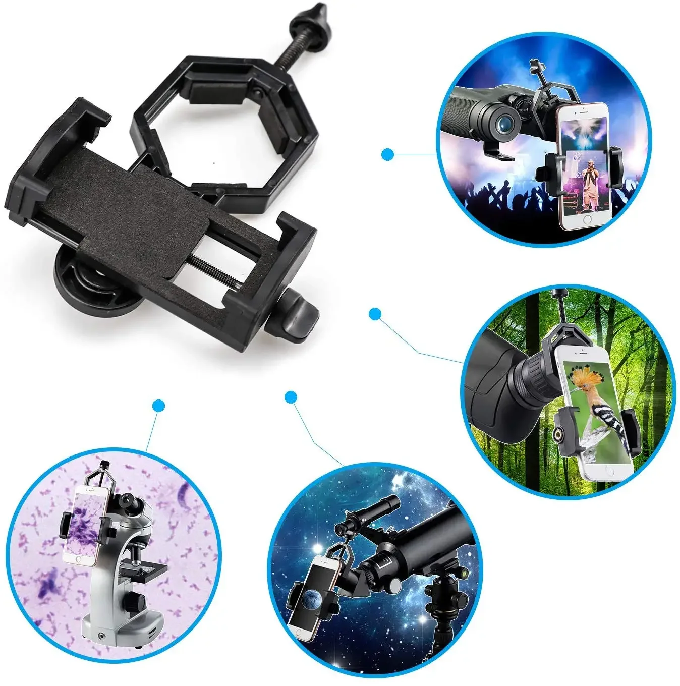 Portable Mobile Phone Telescope Mount Adapter Mount Clip Monocular Spotting Scope Binocular Holder Support Eyepiece Decorative